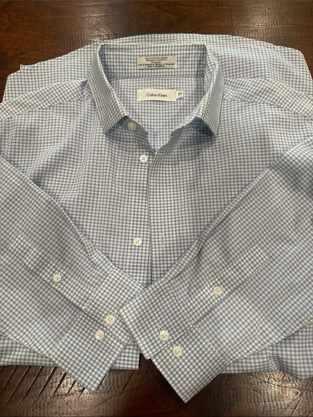 Calvin Klein Men’s Light Blue Micro Check Dress Shirt